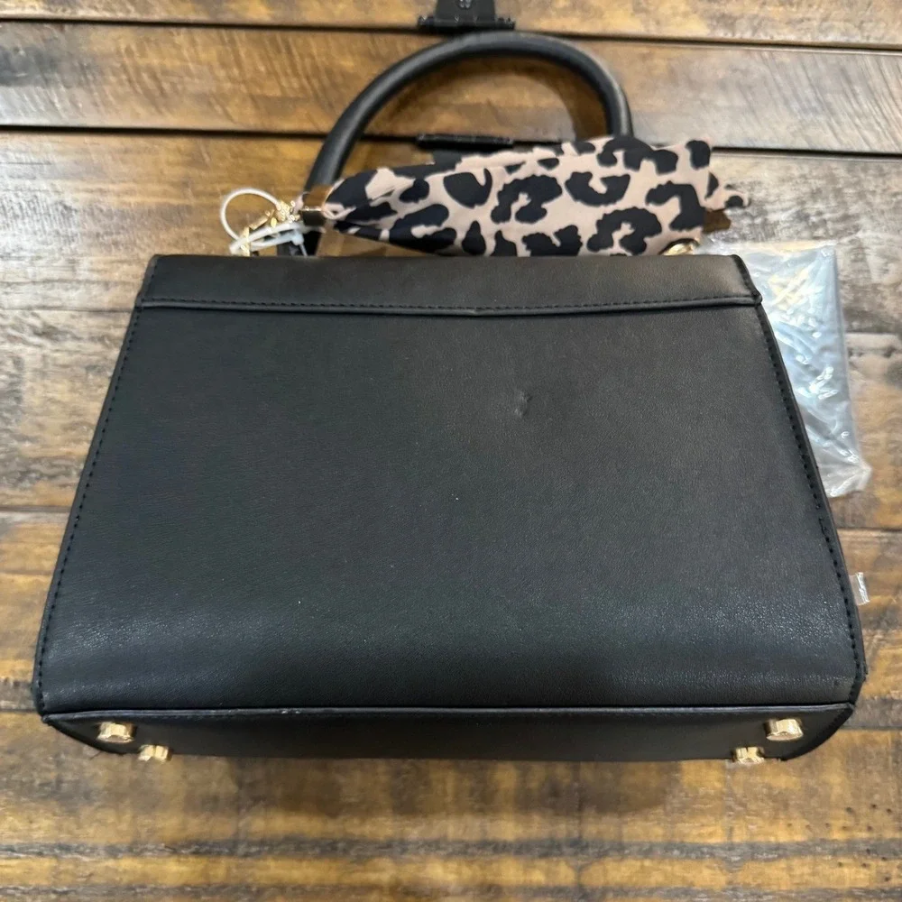 nwt Anne Klein Mini Flap Top Handle Crossbody‎ Handbag With Enamel Turn Lock